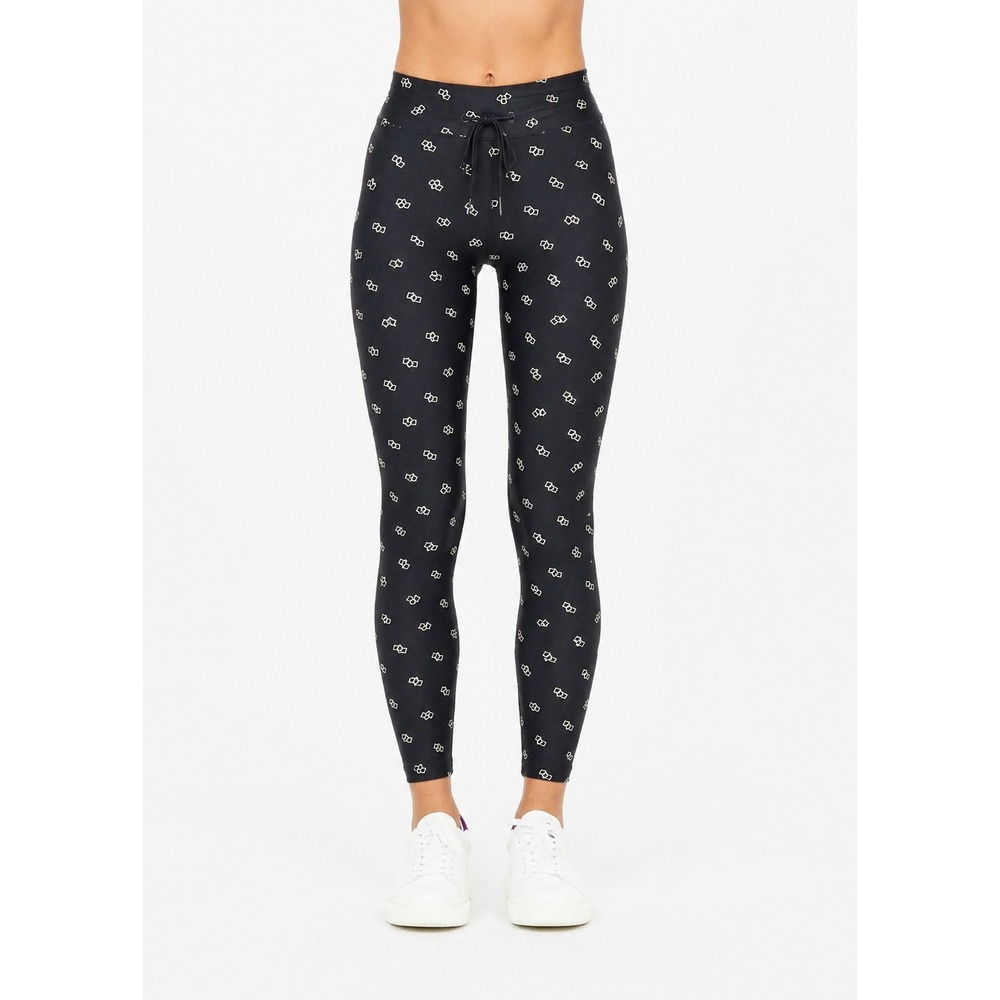 The Upside Midi Pant 25" Leggings Womens 8 Black RARE Diamond Print Drawstring